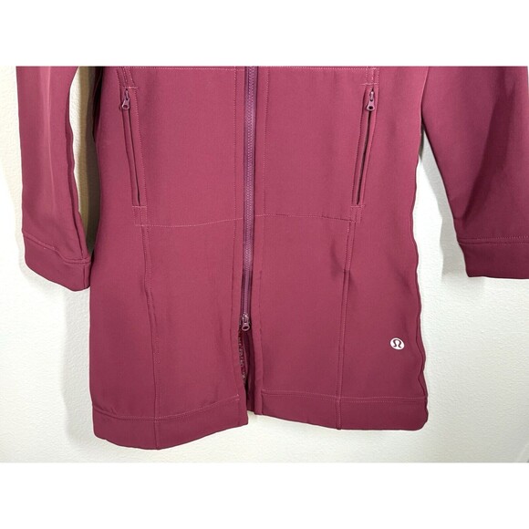 Lululemon Apres Women's 8 Long Raspberry Softshell Hooded Jacket Full Zip‎ Coat - Picture 3 of 13